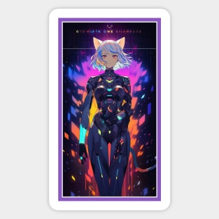 Anime Cute Cat Girl | Quality Anime Girl Artwork | Sci-Fi Manga Girl Anime Art Sticker